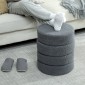 Σκαμπό, στρογγυλό, teddy fleece, έως 120kg, Φ40x45H cm, σκούρο γκρι
