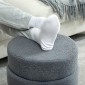Σκαμπό, στρογγυλό, teddy fleece, έως 120kg, Φ40x45H cm, σκούρο γκρι