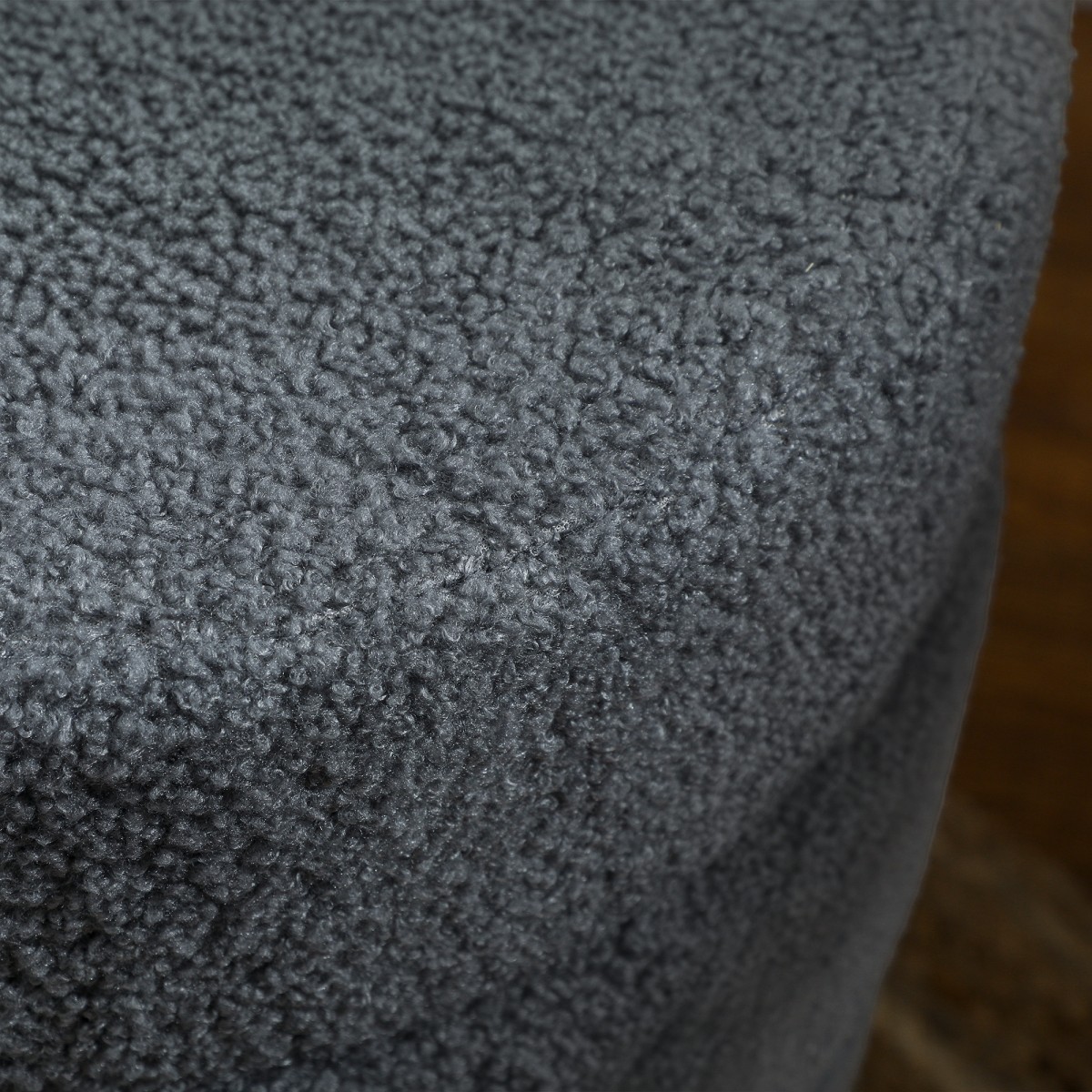Σκαμπό, στρογγυλό, teddy fleece, έως 120kg, Φ40x45H cm, σκούρο γκρι