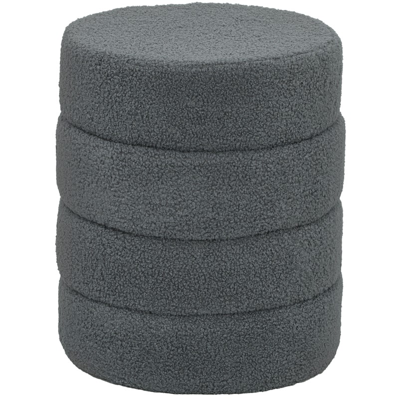 Σκαμπό, στρογγυλό, teddy fleece, έως 120kg, Φ40x45H cm, σκούρο γκρι
