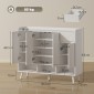 Ντουλάπα παπουτσιών με σχέδιο χωρίς λαβή, 4 πόρτες, 4 ρυθμιζόμενα ράφια, ανεξάρτητη κρεμάστρα παπουτσιών με 5 ξύλινα πόδια, ξύλο, λευκό