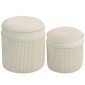 HOMCOM Σετ 2 Σκαμπό Αποθήκευσης με Καπάκι, Στρογγυλό Υποπόδιο με Όψη Βελούδου 36 x 36 x 41,5 cm Κρεμ Λευκό