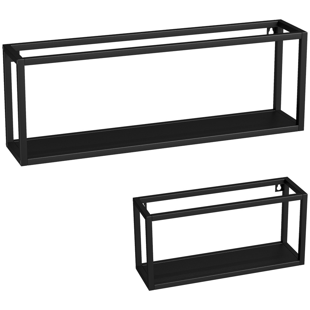 Σετ 2 ραφιών τοίχου, 15 kg χωρητικότητα, για επιτοίχια τοποθέτηση, ατσάλι, μαύρο