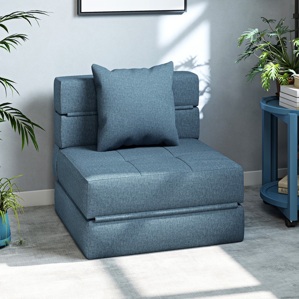 Καρέκλα ύπνου, καρέκλα χαλάρωσης, κρεβάτι επισκέπτη. Αφαιρούμενο κάλυμμα, 70 cm x 70 cm x 61 cm, σκούρο μπλε