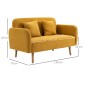 Καναπές 2θέσιος καναπές με 2 μαξιλάρια ριχτάρι, μικρό κάθισμα αγάπης με βελούδινη εμφάνιση, μοντέρνος επενδυμένος καναπές για σαλόνι, υπνοδωμάτιο, μικρό δωμάτιο, κίτρινο 130 x 70 x 80 cm
