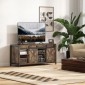 Τηλεόραση lowboard, industrial design, για τηλεοράσεις 60'', 6 θήκες, 2 συρόμενες πόρτες, καφέ/μαύρο