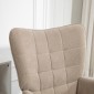 Καρέκλα Accent με σκαμπό, Cord Look Relax Chair, Πολυθρόνα με ξύλινα πόδια, για σαλόνι, ανοιχτό καφέ