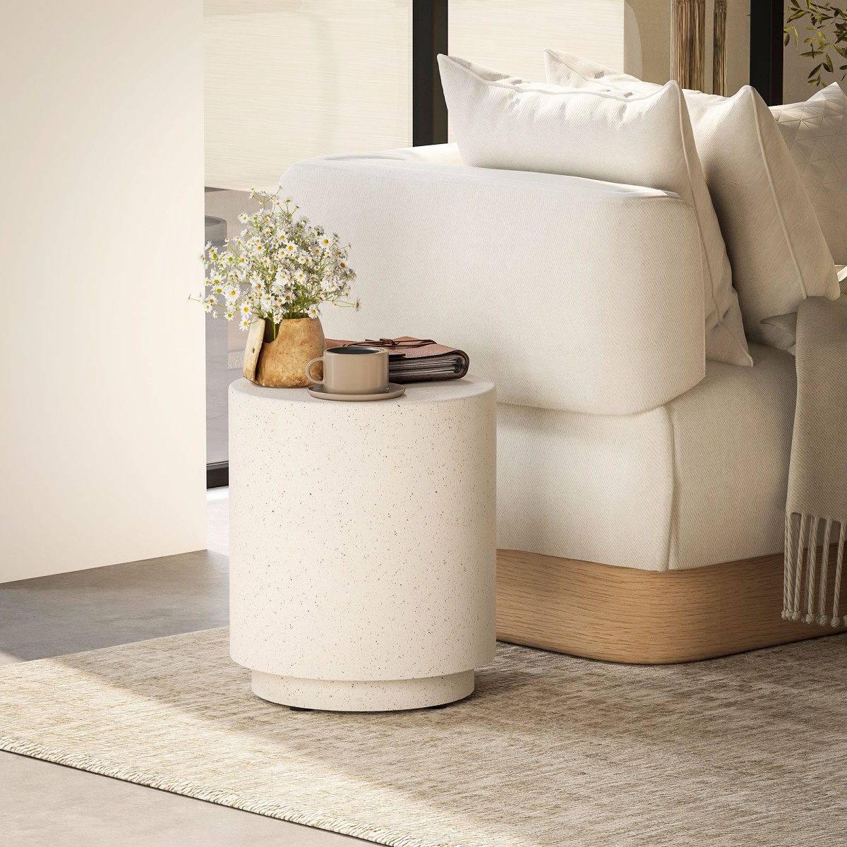 Βοηθητικό τραπεζάκι Concrete look 37 cm x 37 cm x 43 cm Ανόργανο μεταλλεύμα σε σκόνη γκρι