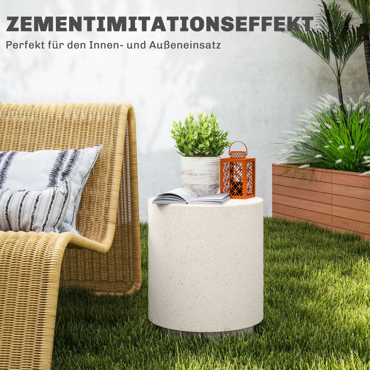 Βοηθητικό τραπεζάκι Concrete look 37 cm x 37 cm x 43 cm Ανόργανο μεταλλεύμα σε σκόνη γκρι