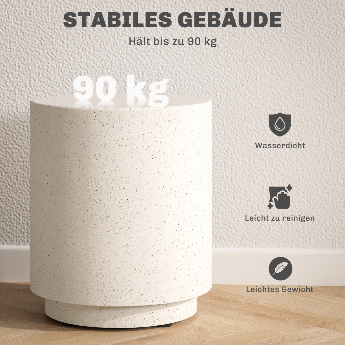 Βοηθητικό τραπεζάκι Concrete look 37 cm x 37 cm x 43 cm Ανόργανο μεταλλεύμα σε σκόνη γκρι