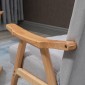 Πολυθρόνα σε σχέδιο Scandi, έως 120 κιλά, βελούδινη εμφάνιση, μασίφ ξύλο. 68cm x 74cm x 82cm, φυσικό + γκρι