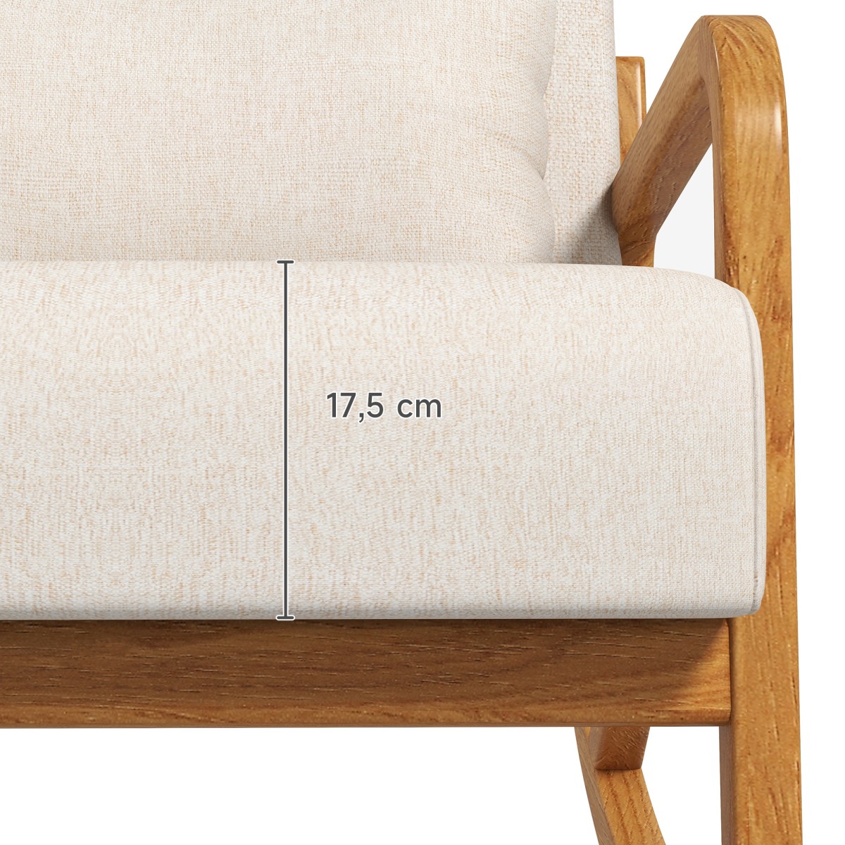 Ρετρό κουνιστή καρέκλα Rubberwood Wood 64,5cm x 92cm x 81,5cm Μπεζ + Καφέ