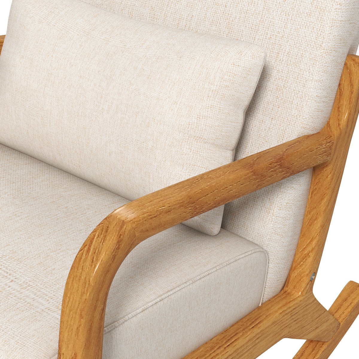 Ρετρό κουνιστή καρέκλα Rubberwood Wood 64,5cm x 92cm x 81,5cm Μπεζ + Καφέ