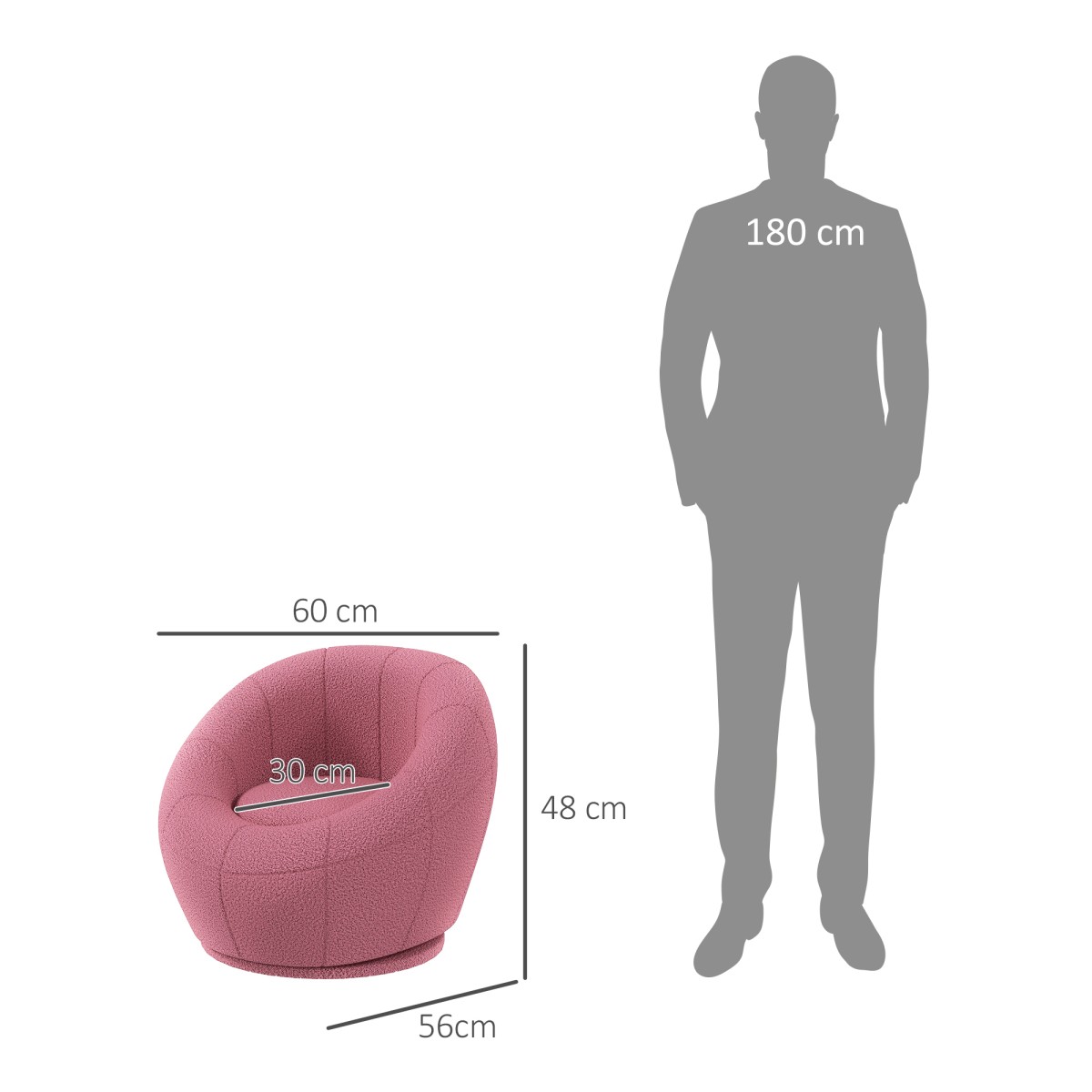 Kindersessel Kindermöbel Kinderhocker, Teddy-Fleece, 60 cm x 56 cm x 48 cm, Rosa