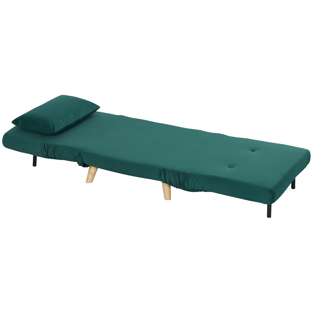 Πτυσσόμενη καρέκλα με λειτουργία κρεβατιού, αναδιπλούμενη καρέκλα χαλάρωσης σε βελούδινη εμφάνιση, ρυθμιζόμενη πλάτη, χωράει έως και 120 κιλά, σκούρο πράσινο