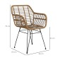 Σετ 2 Καρέκλες Κουζίνας Boho Style PE Rattan 56 x 60 x 79 cm Φυσικό + Μαύρο