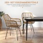 Σετ 2 Καρέκλες Κουζίνας Boho Style PE Rattan 56 x 60 x 79 cm Φυσικό + Μαύρο