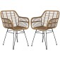 Σετ 2 Καρέκλες Κουζίνας Boho Style PE Rattan 56 x 60 x 79 cm Φυσικό + Μαύρο