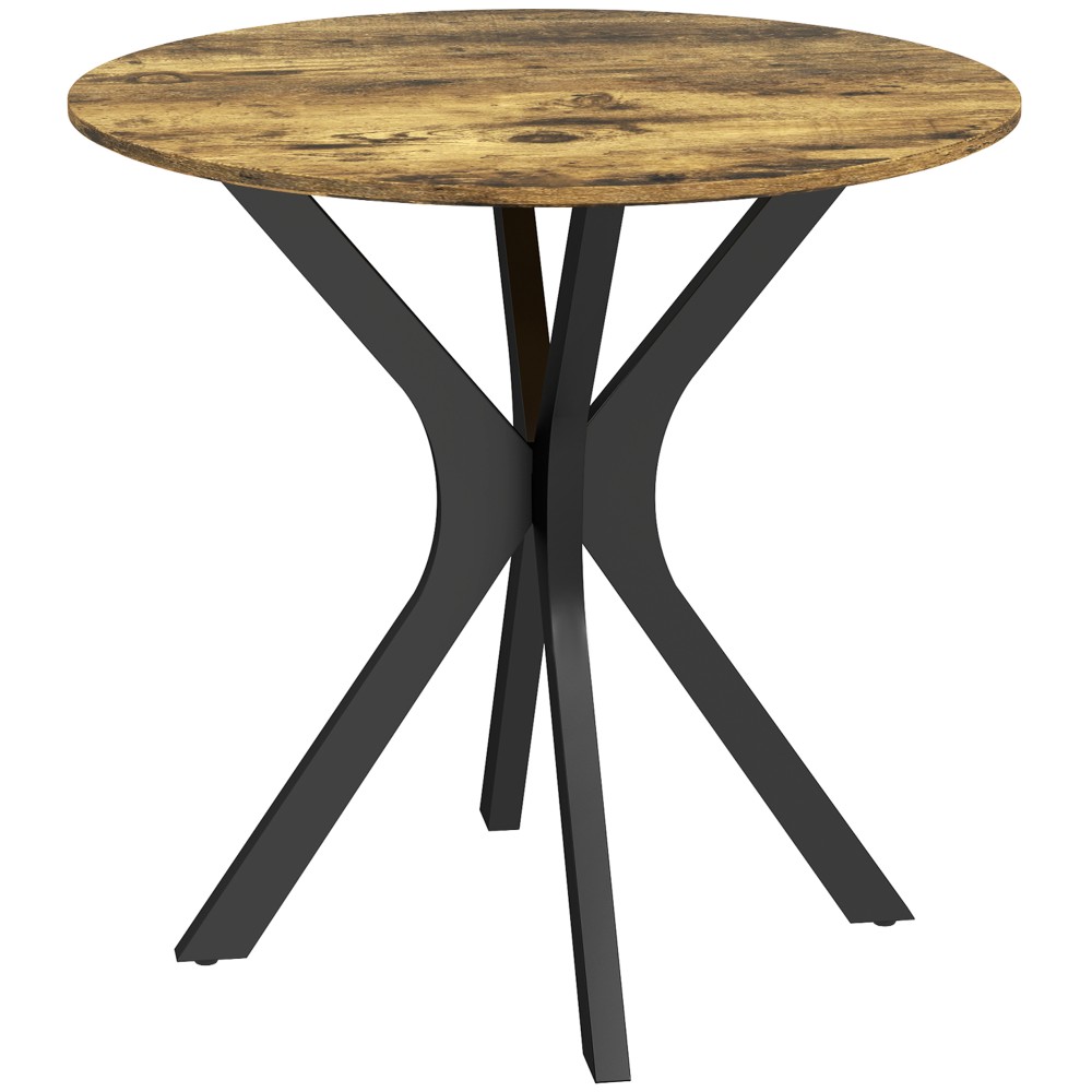 Τραπέζι κουζίνας για 2 άτομα, στρογγυλό, σκελετός από ατσάλι με βαφή πούδρας, Ø78 cm, ρουστίκ καφέ