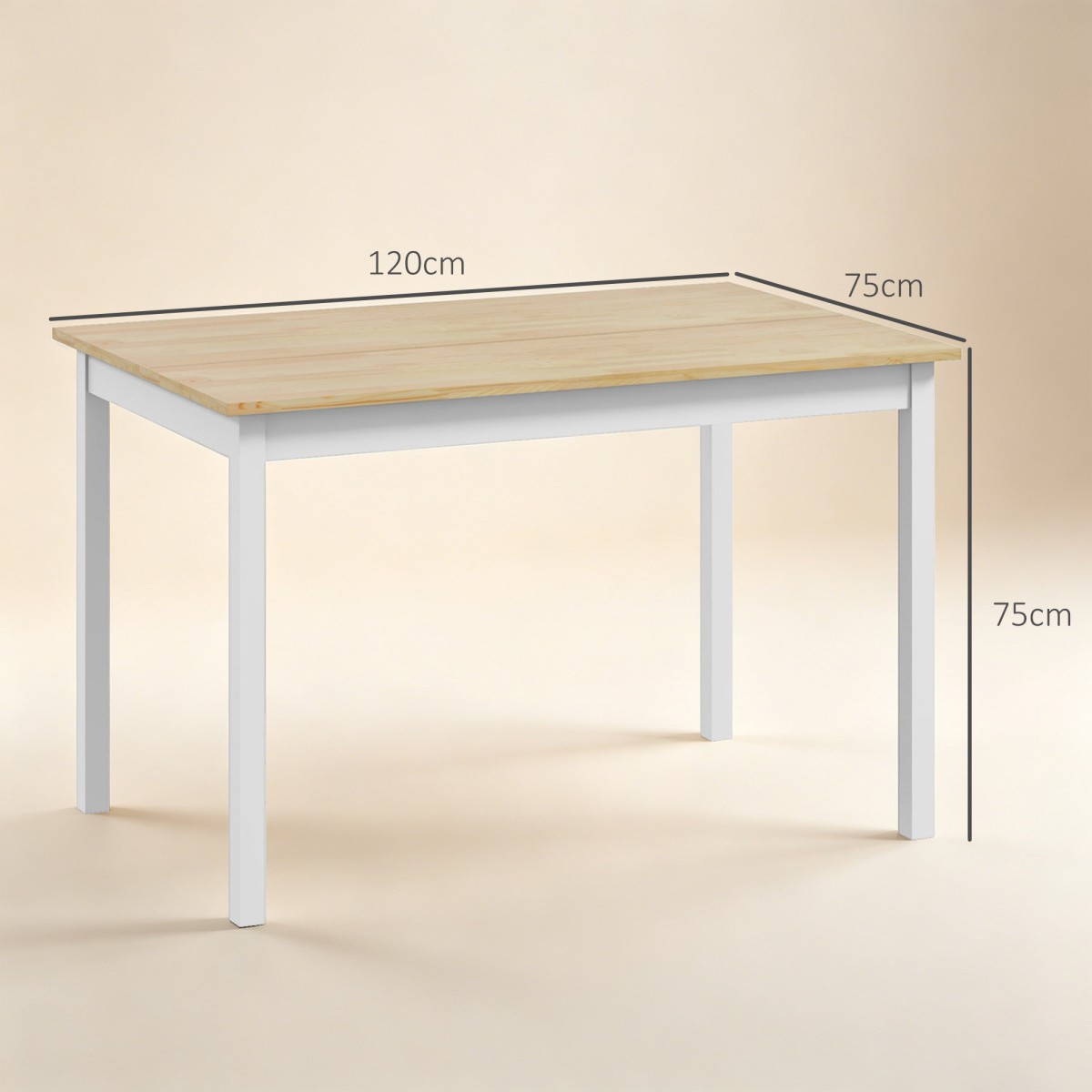 Τραπεζαρία, 120 x 75 cm Τραπέζι κουζίνας σε στυλ εξοχικής κατοικίας για 4 άτομα, ξύλινο τραπέζι για σαλόνι, τραπεζαρία, φυσικό
