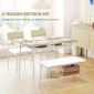 Τραπεζαρία 4 τεμαχίων σετ με καρέκλες και πάγκο για 4 άτομα, καθίσματα με επένδυση, σκελετό από χάλυβα, ξύλο, δρυς