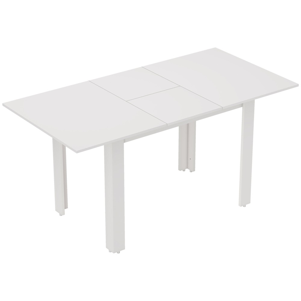 Επεκτάσιμο Τραπεζαρία 120-160 x 70cm Ρυθμιζόμενο Τραπέζι Κουζίνας για 4-6 Άτομα MDF High Gloss Λευκό