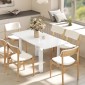 Επεκτάσιμο Τραπεζαρία 120-160 x 70cm Ρυθμιζόμενο Τραπέζι Κουζίνας για 4-6 Άτομα MDF High Gloss Λευκό