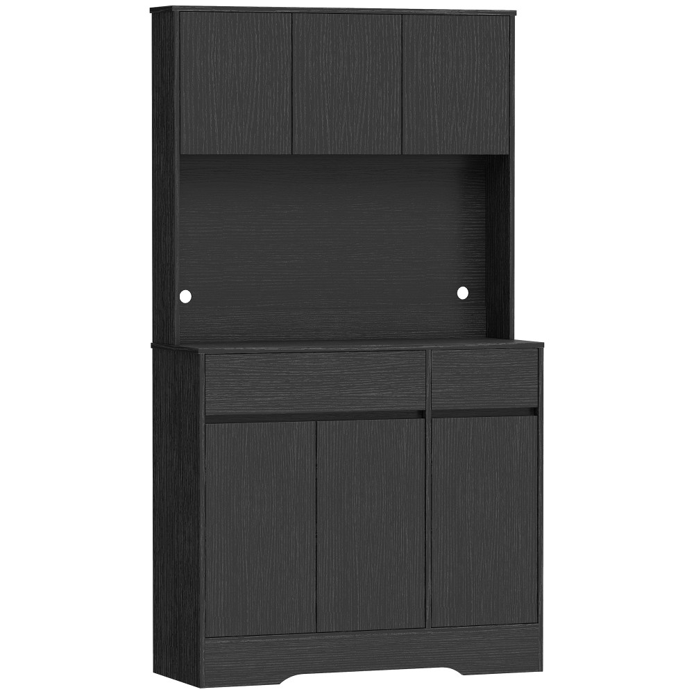 Ντουλάπι κουζίνας σε μπουφέ με πάγκο 6 πόρτες ψηλό ντουλάπι αποθήκευσης με ράφια μαύρο