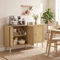 Μπουφές Rattan με 4 πόρτες, μπουφές κουζίνας boho με 2 ρυθμιζόμενα ράφια, εμφάνιση από φυσικό ξύλο