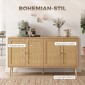 Μπουφές Rattan με 4 πόρτες, μπουφές κουζίνας boho με 2 ρυθμιζόμενα ράφια, εμφάνιση από φυσικό ξύλο