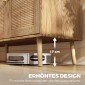 Μπουφές Rattan με 4 πόρτες, μπουφές κουζίνας boho με 2 ρυθμιζόμενα ράφια, εμφάνιση από φυσικό ξύλο
