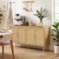 Μπουφές Rattan με 4 πόρτες, μπουφές κουζίνας boho με 2 ρυθμιζόμενα ράφια, εμφάνιση από φυσικό ξύλο
