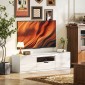 Τηλεόραση lowboard, high gloss, για τηλεοράσεις έως 65'', 3 θήκες, συρτάρι, 160 x 38 x 43 cm, λευκό