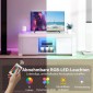 Έπιπλο τηλεόρασης με φωτισμό LED, 2 πόρτες ντουλαπιών, γυάλινο ράφι, τρύπες καλωδίων, σαλόνι, νοβοπάν, λευκό