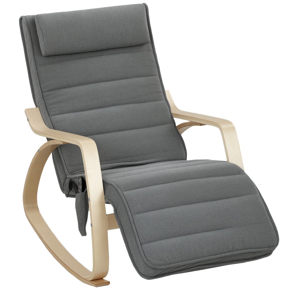 Κουνιστή πολυθρόνα με λειτουργία μασάζ, οσφυϊκή θέρμανση, 3 λειτουργίες, υφασμάτινο κάλυμμα, γκρι