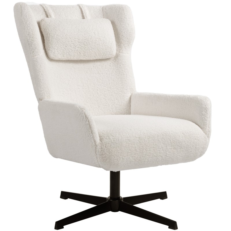HOMCOM Πολυθρόνα accent, πολυθρόνα με επένδυση από fleece, περιστρεφόμενη βάση, μεταλλικός σκελετός, κρεμ λευκό