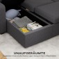 Ρυθμιζόμενος καναπές-κρεβάτι Καναπές επισκεπτών σε σχήμα L με λειτουργία κρεβατιού Αποθηκευτικός χώρος Μαξιλάρι Σαλόνι Ξενώνας Σκούρο Γκρι