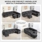 Γωνιακός καναπές Καναπές καναπέ σε σχήμα U με επένδυση ελατηρίου με επένδυση υποβραχιόνια κινητό οθωμανικό κορδόνι 292x224x85 cm σκούρο γκρι