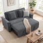 Καναπές-κρεβάτι Futon Ρυθμιζόμενη 2θέσια πλάτη με 2 μαξιλάρια σε σκούρο γκρι