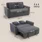 Καναπές-κρεβάτι Futon Ρυθμιζόμενη 2θέσια πλάτη με 2 μαξιλάρια σε σκούρο γκρι