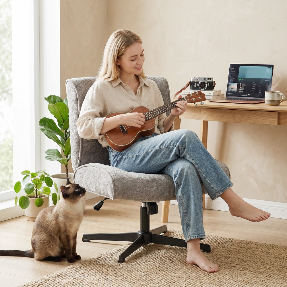 Περιστρεφόμενη καρέκλα Accent Καρέκλα σαλονιού με βελούδινη επένδυση με ρύθμιση ύψους για σαλόνι γραφείου γκρι