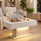Τραπεζάκι σαλονιού LED με αποθηκευτικό χώρο, high gloss, μοντέρνο, 2 συρτάρια & τηλεχειριστήριο, λευκό