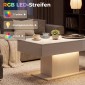 Τραπεζάκι σαλονιού LED με αποθηκευτικό χώρο, high gloss, μοντέρνο, 2 συρτάρια & τηλεχειριστήριο, λευκό