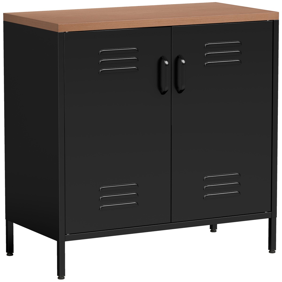 Μπουφές Μεταλλικός 80x40x80cm Βιομηχανικός Αποθηκευτικός Ντουλάπα με 2 Πόρτες και Ρυθμιζόμενο Ράφι για Σαλόνι Γραφείο Μαύρο