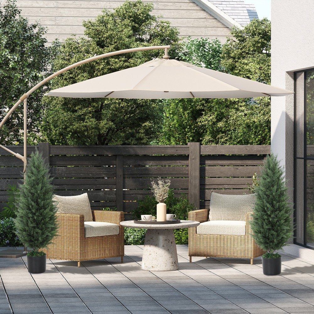 Σετ 2 τεχνητά κυπαρίσσια με 831 φύλλα με τσιμεντοδοχείο Τεχνητό φυτό ανθεκτικό στην υπεριώδη ακτινοβολία 90cm Πράσινο