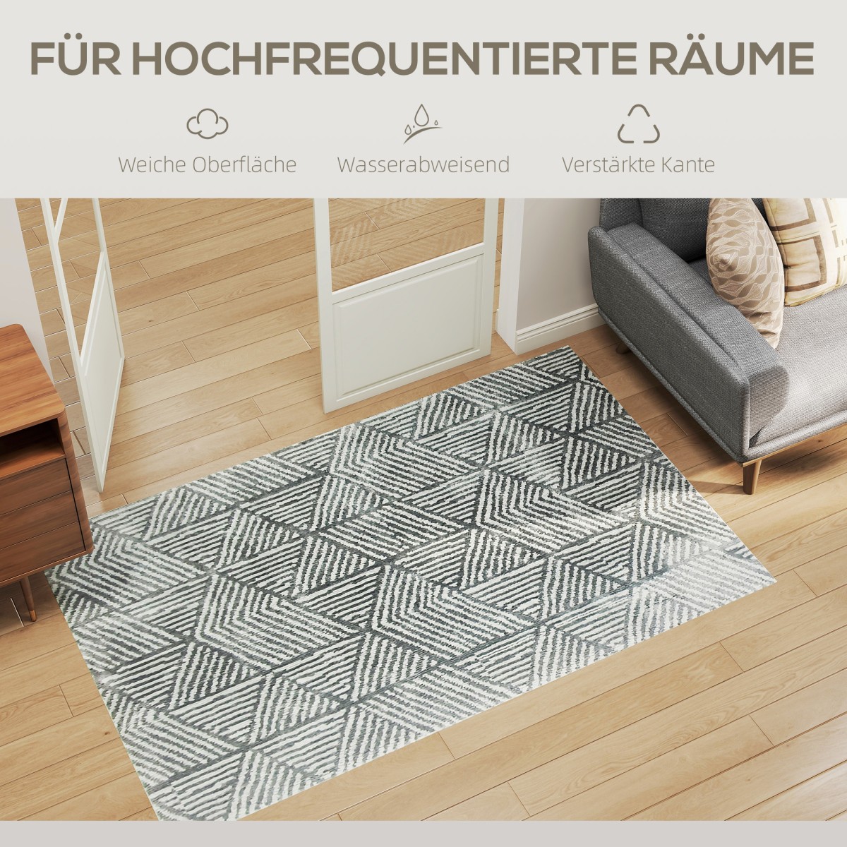 Χαλί σαλονιού σε μοντέρνο στυλ, χαλί πλενόμενου χώρου 150 x 80 cm σκούρο γκρι