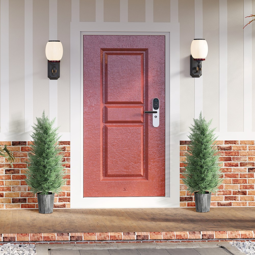 Σετ 2 τεχνητά κυπαρίσσια μεγάλα 90cm τεχνητό φυτό, πλαστικά τεχνητά φυτά σε γλάστρα 15 x 15 x 90 cm πράσινο