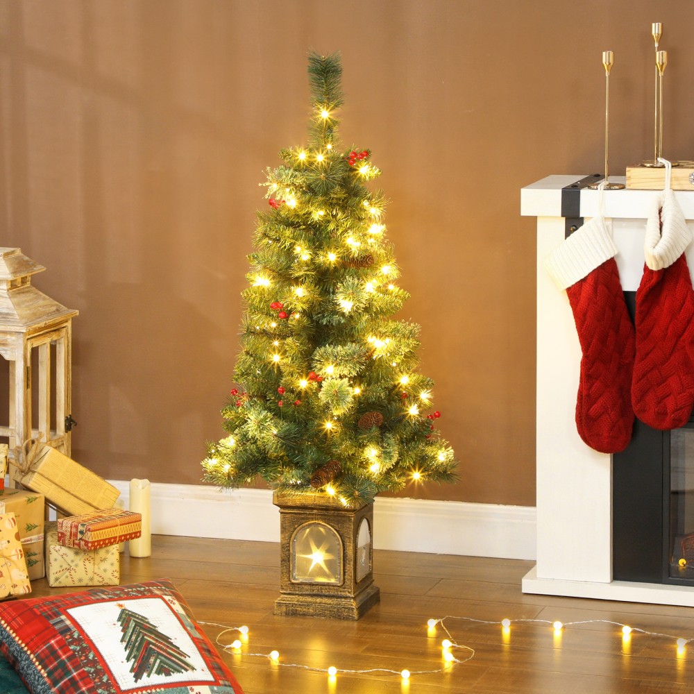 HOMCOM Τεχνητό Χριστουγεννιάτικο Δέντρο 120 cm Ελατοχριστουγεννιάτικο δέντρο τεχνητό με 100 LED φωτισμό, 8 λειτουργίες, 214 κορυφές