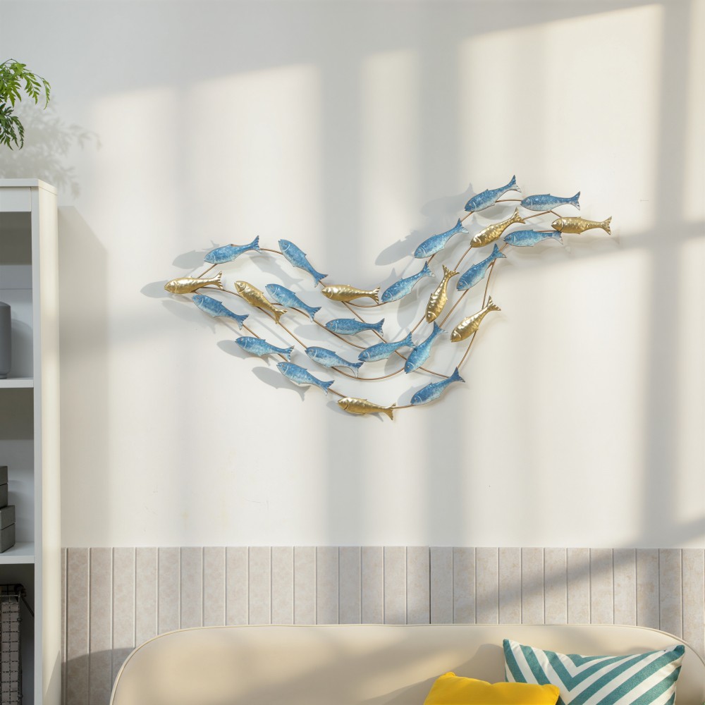 Μεταλλικός τοίχος Fish Design Ανθεκτικό στη σκουριά Μοντέρνο στυλ Κομψό γαλάζιο