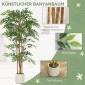 Τεχνητό φυτό Banyan Tree με κορμό από μασίφ ξύλο σε γλάστρα για σαλόνι Υπνοδωμάτιο Γραφείο 75 x 75 x 180 cm Πράσινο